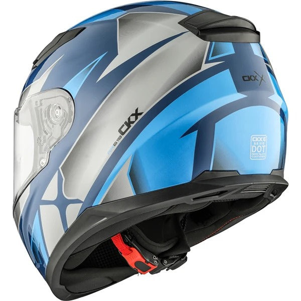 Casque Intégral de Moto RR619 Bleu, arrière