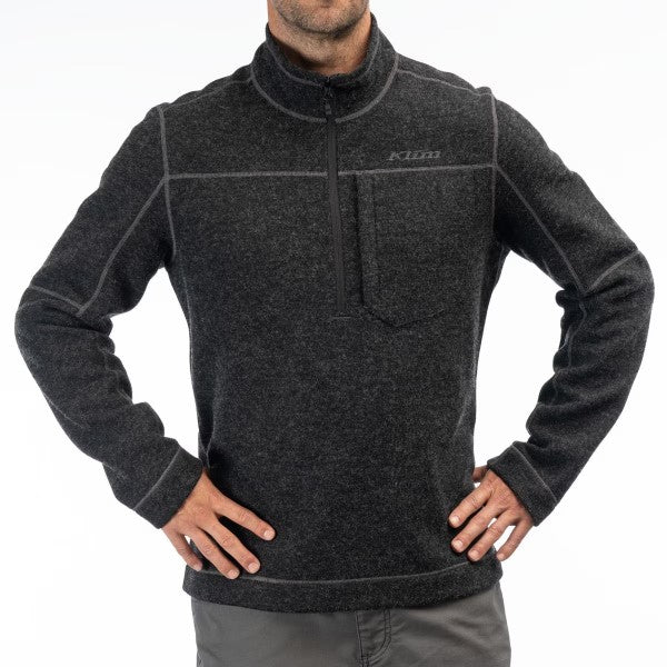 Coton ouatés Bighorn Canyon Wool Fleece ¼ Zip noir, de face