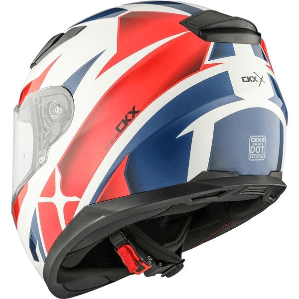 Casque Intégral de Moto RR619 Rouge Bleu, arrière