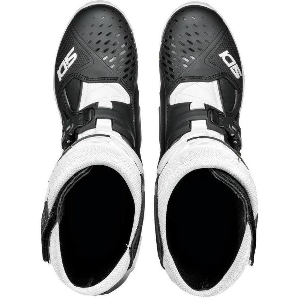 Bottes de Motocross Crossair Enduro/Sidi blanc/noir en paire de dessus