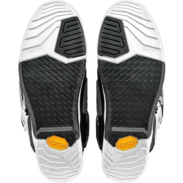 Bottes de Motocross Crossair Enduro/Sidi blanc/noir en paire de dessous