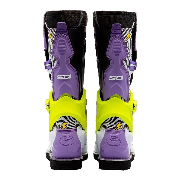 Bottes de Motocross Crossair HD Enduro Jaune/Mauve, de dos