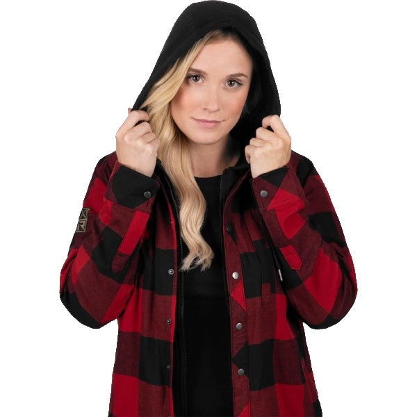 Manteau Flanelle Timber Isolé Unisexe Rouge Ouvert