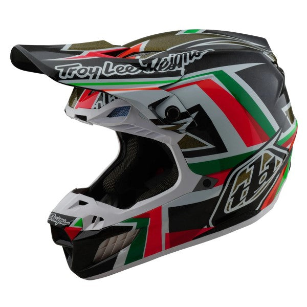 Casque de Motocross SE5 Carbone Labyrinth Troy Lee Designs noir, de 3/4