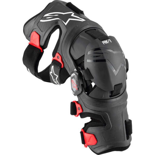 Protège-Genoux de Motocross RK-7 Plasma Alpinestars noir et rouge, de 3/4