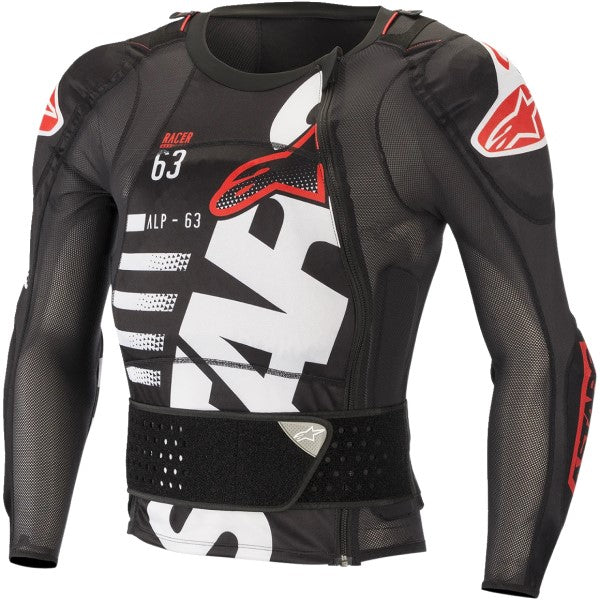 Chandail de Protection de Motocross Sequence Protection Alpinestars noir, blanc et rouge, de face