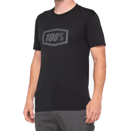 T-Shirt Tech Icon 100% noir, de face