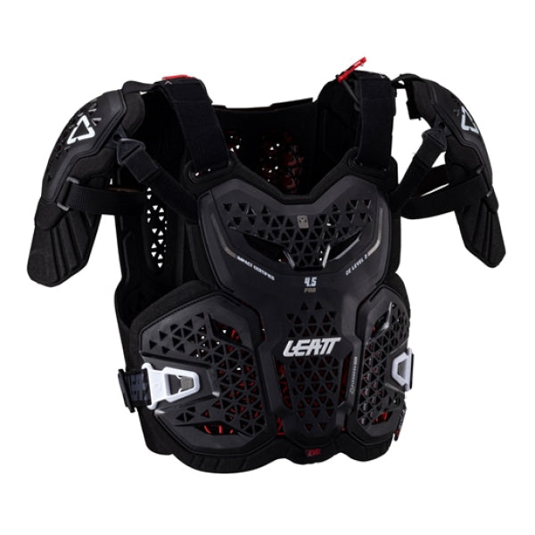 Plastron de Motocross 4.5 Pro Evo Leatt noir, de face