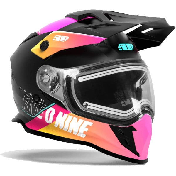 Casque Intégral de Motoneige Delta R3L Ignite Rose/Noir incliné de gauche