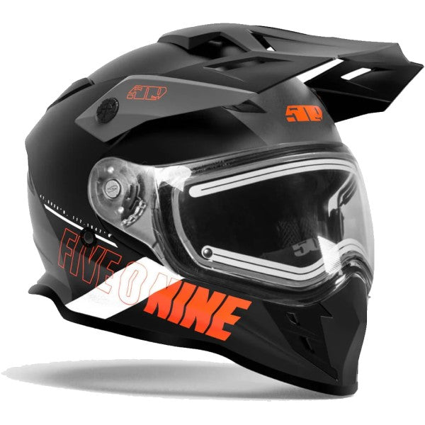 Casque Intégral de Motoneige Delta R3L Ignite Noir/Orange incliné de gauche