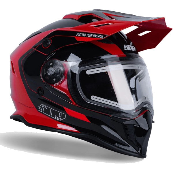 Casque Intégral de Motoneige Delta R3L Ignite Rouge/Noir incliné de gauche