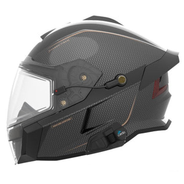 Casque Intégral de Motoneige Delta V Carbone Commander Noir/Or, côté gauche