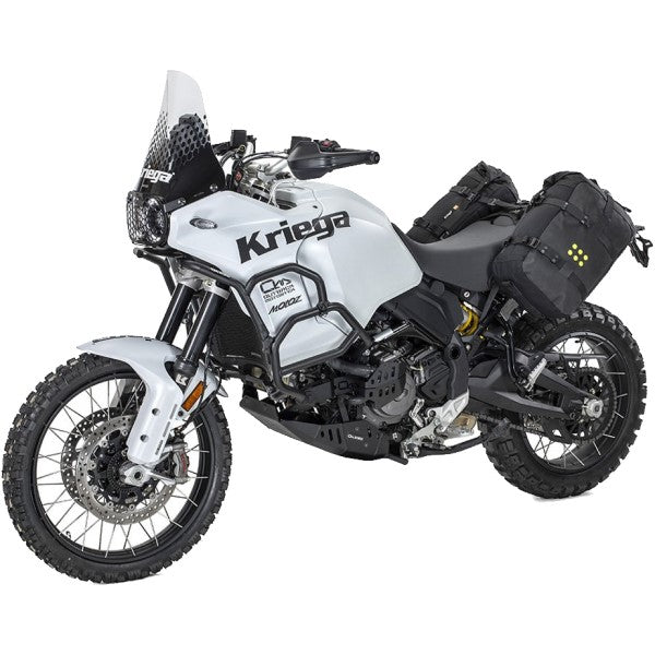 Harnais de Siège de Moto Ducati Desert-X Noir accroché à l'arrière du véhicule