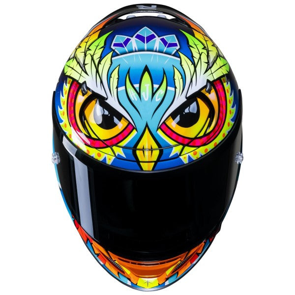 Casque Intégral de Moto RPHA 12 Spasso HJC bleu et multicolore, dessus