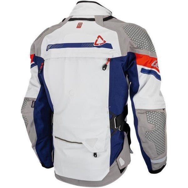 Manteau de Moto ADV Dritour 7.5 Bleu/Blanc/Rouge incliné de dos à gauche