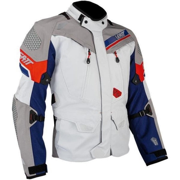 Manteau de Moto ADV Dritour 7.5 Bleu/Blanc/Rouge incliné de gauche