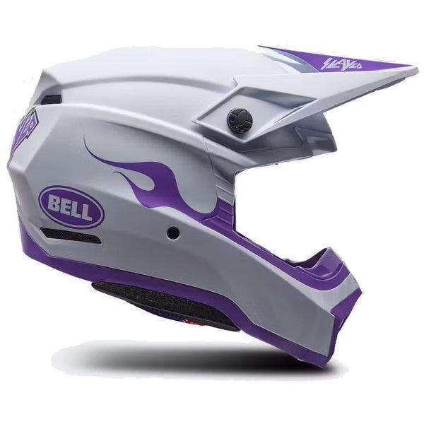 Casque de Motocross Moto-10 Slayco Purple Daze Édition Limitée Blanc/Mauve de gauche
