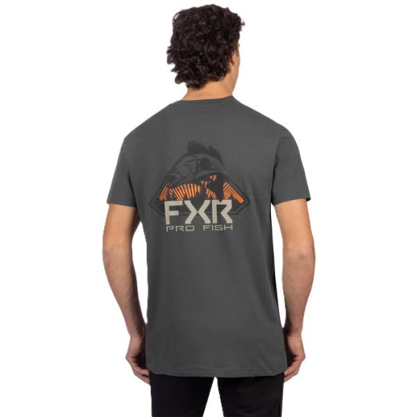 T-Shirt Walleye Premium Gris Orange, Dos