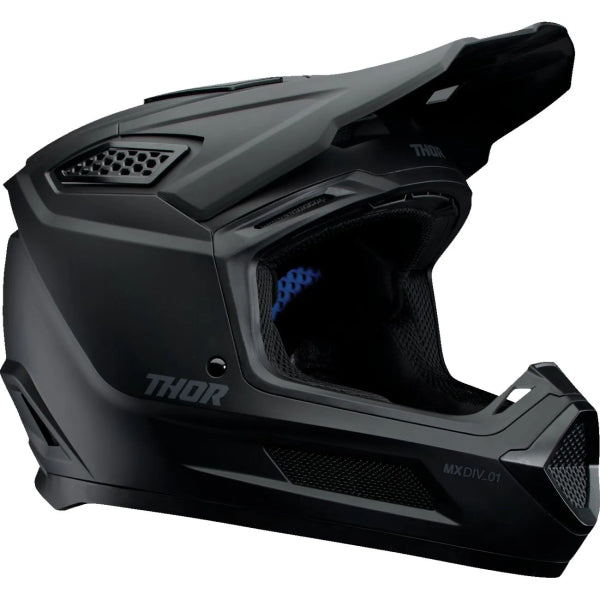 Casque de Motocross Fleet Blackout Thor Noir Mat, vue 3/4
