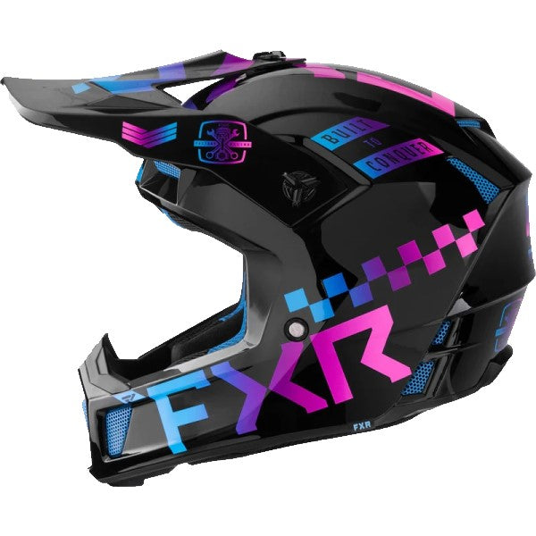 Casque de Motocross Gladiator Clutch Rose/Bleu Gauche