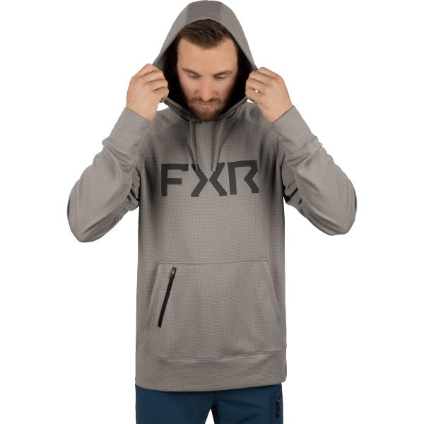 Coton Ouaté Pilot UPF Pullover Gris Essayage Homme Capuchon de face