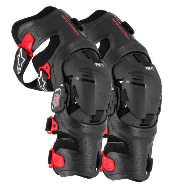 Protège-Genoux de Motocross RK-7 Plasma Alpinestars noir et rouge, ensemble