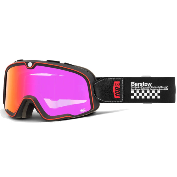 Lunette de Motocross Barstow Lentille Miroir 100% noir mat