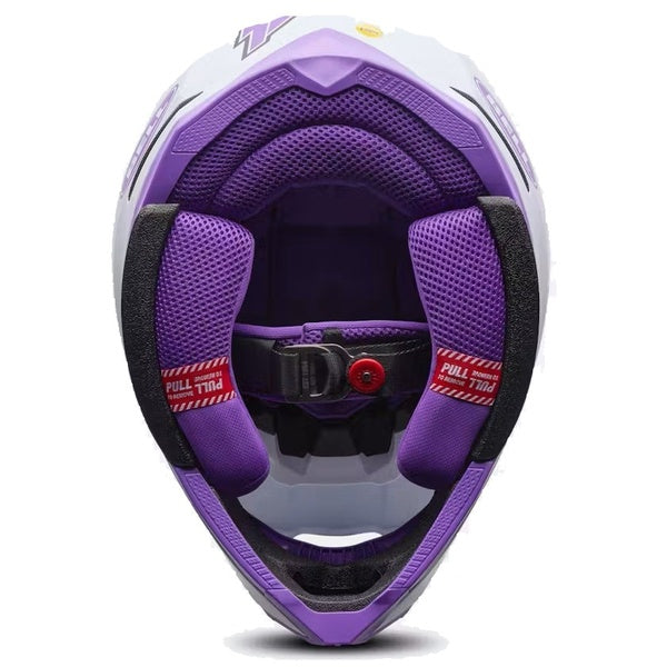 Casque de Motocross Moto-10 Slayco Purple Daze Édition Limitée Blanc/Mauve de dessous