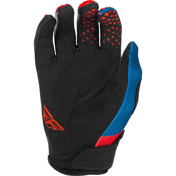 Gants de Motocross Kinetic/Fly/rouge bleu/ coté intérieur