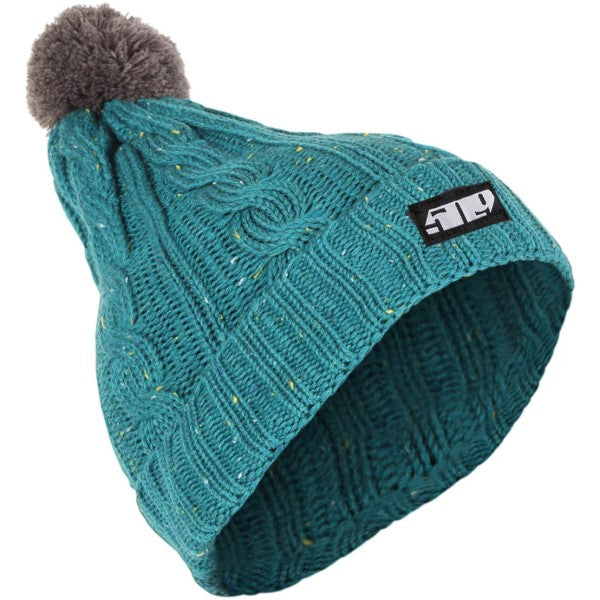 Tuque Fleck Pom Turquoise incliné de gauche