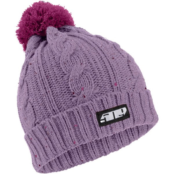 Tuque Fleck Pom Mauve incliné de gauche