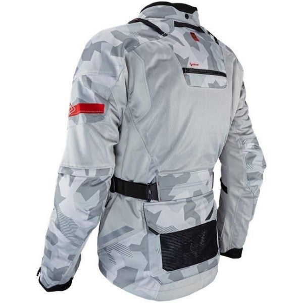 Manteau de Moto Adv Flowtour 7.5 Leatt Camo/Gris incliné de dos à droite
