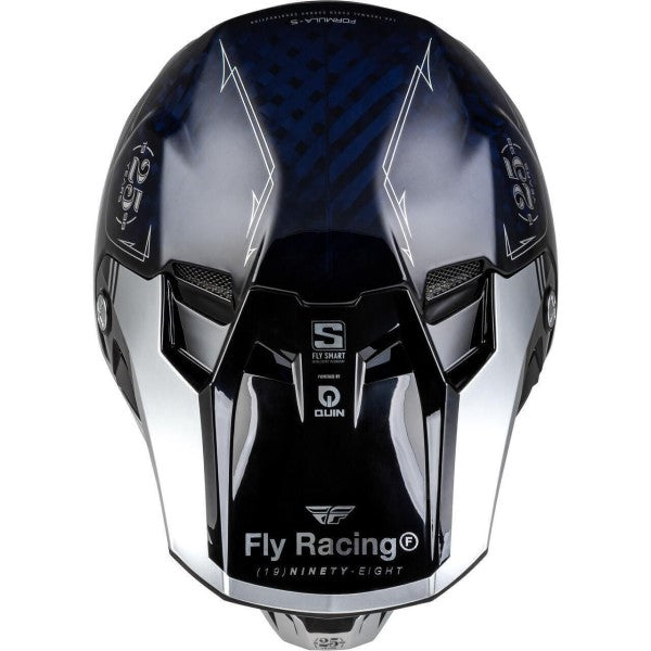 Casque de Motocross FLY Racing Formula S Carbone Legacy Bleu Argent Dessus