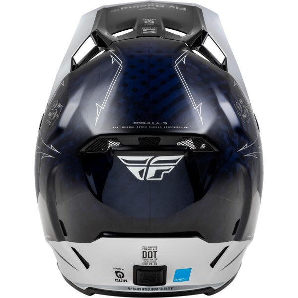 Casque de Motocross FLY Racing Formula S Carbone Legacy Bleu Argent Arrière