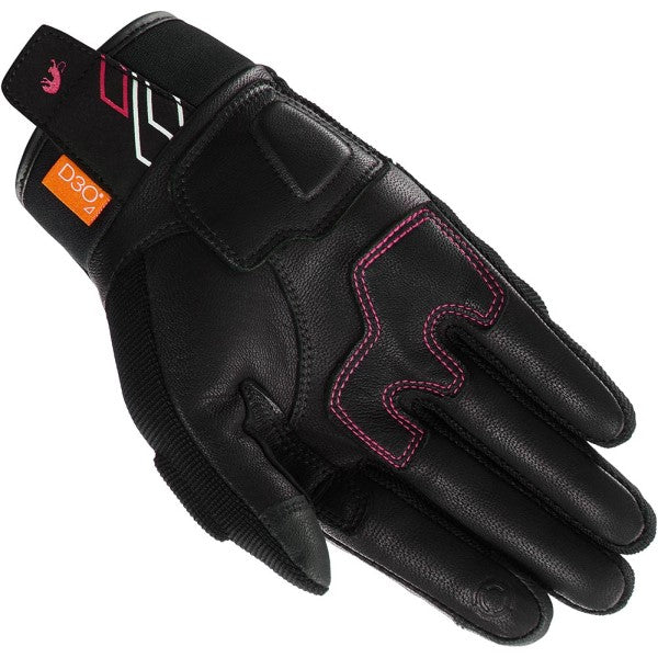 Gants de Moto Jet Neon D3O Femme Noir/Rose intérieur paire droite