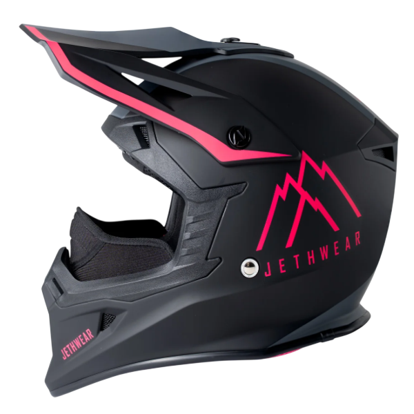 Casque Intégral de Motoneige Force/Jethwear/noir rose, coté gauche, arrière