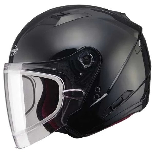 Casque de Motoneige Ouvert OF-77 Lentille Double noir, côté gauche