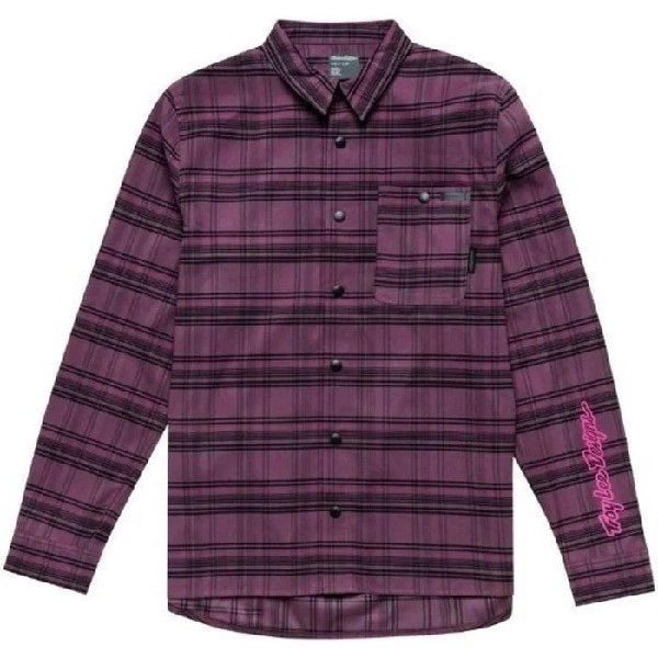 Chemise de Vélo Grind Flannel Yd Plaid Mauve, de face