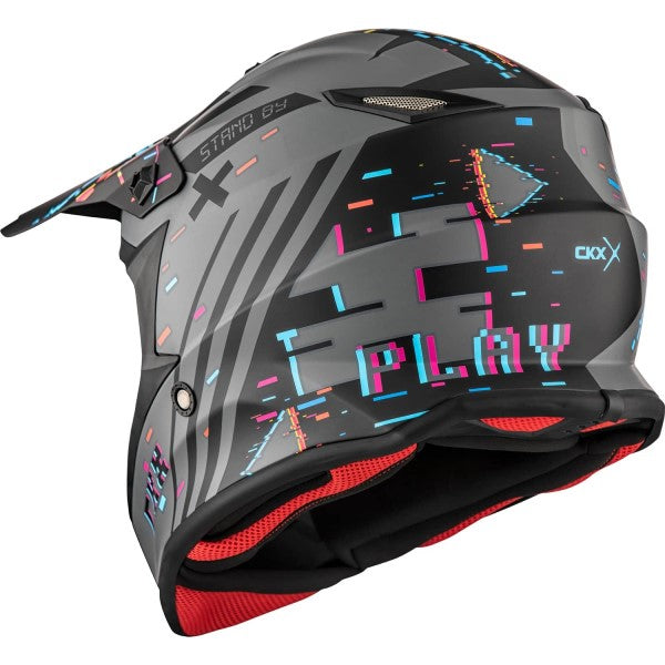 Casque de Motocross TX019Y Error Junior CKX Gris Mat Derrière