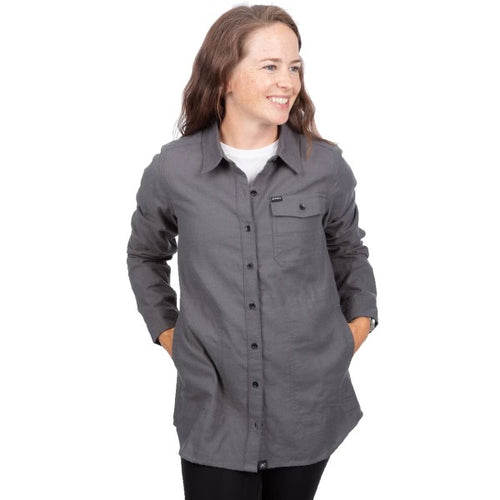 Chemise Flanelle Kinsey Midweight Femme Klim gris, de face