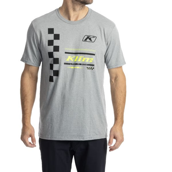 T-Shirt Checkered Flag Tri-blend Klim gris, de face