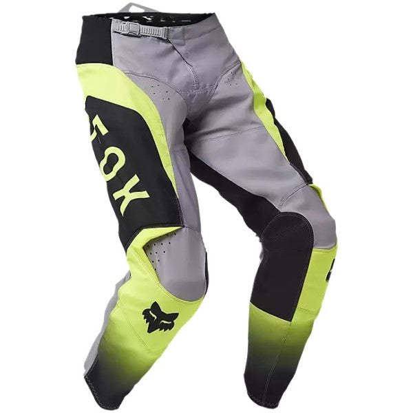 Pantalon de Motocross 180 Lean Fox gris et jaune, de face