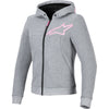 Coton Ouaté de Moto Stella Chrome V2 Sport Femme Alpinestars gris et rose, de face