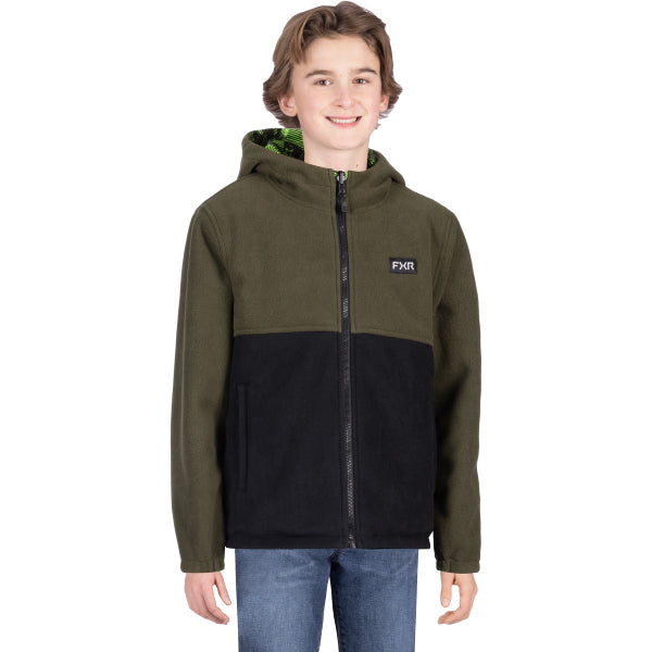 Manteau Ride Réversible Junior FXR gris et vert, revers