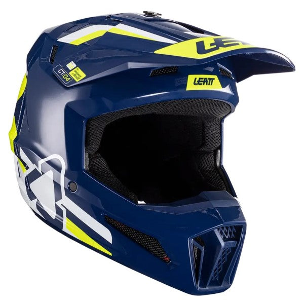 Casque de Motocross 3.5 V24 Junior Bleu/Jaune de gauche