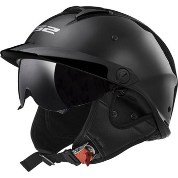 Casque Ouvert de Moto Rebellion Solid Noir Lustré incliné de droite