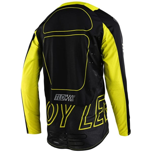 Chandail de Motocross SE Pro Drop In Troy Lee Designs haute visibilité et noir, de dos