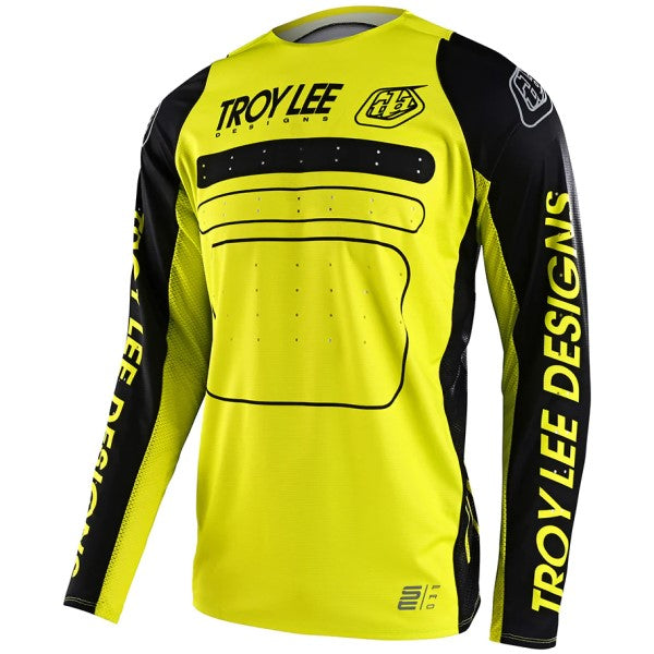 Chandail de Motocross SE Pro Drop In Troy Lee Designs haute visibilité et noir, de face