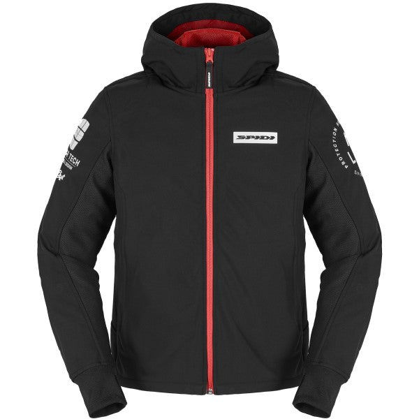 Manteau de Moto Hoodie Armor Evo Rouge/Noir de face