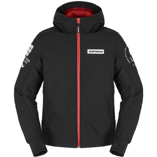 Manteau de Moto Hoodie Armor Evo Rouge/Noir de face